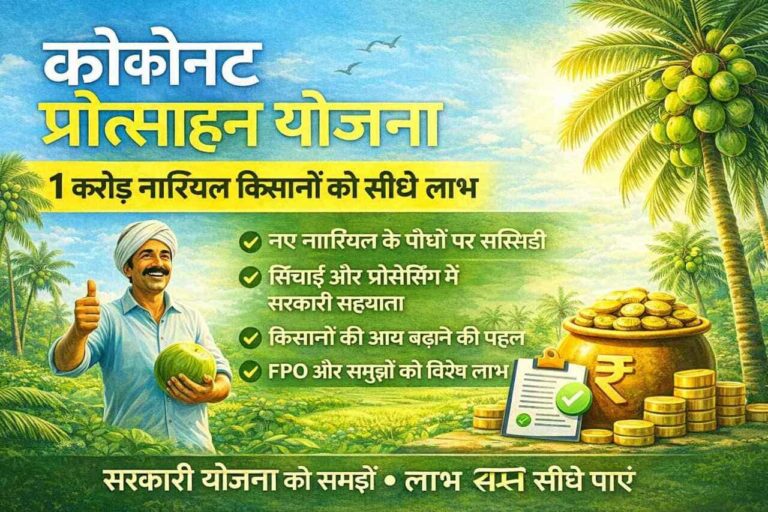 कोकोनट प्रोत्साहन योजना 2026 नारियल किसानों को मिलने वाली सरकारी मदद की पूरी जानकारी